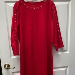 F womens Drapers & Damon’s solid red long sleeve regular size dress XL. EUC